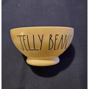 RAE DUNN White Yellow Interior JELLY BEANS Candy Cereal Ice Cream BOWL...